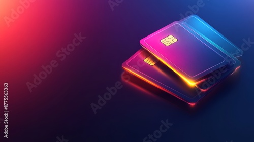 Credit card resting on a vibrant colorful background with abstract design elements