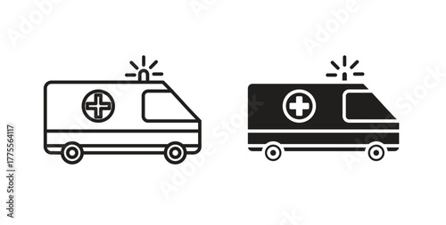 Ambulance icon simple vectors in black, suitable for projects