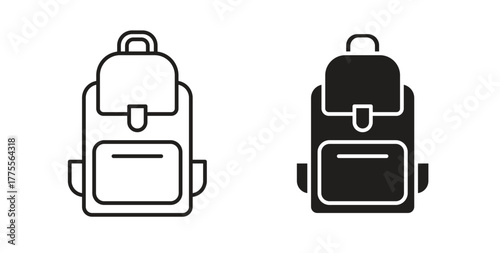 Backpack icon simple vectors in black, suitable for projects