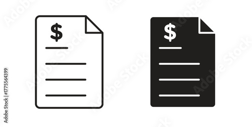 Bank statement icon simple vectors in black, suitable for projects