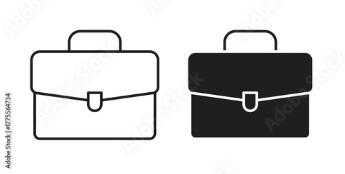 Briefcase icon simple vectors in black, suitable for projects