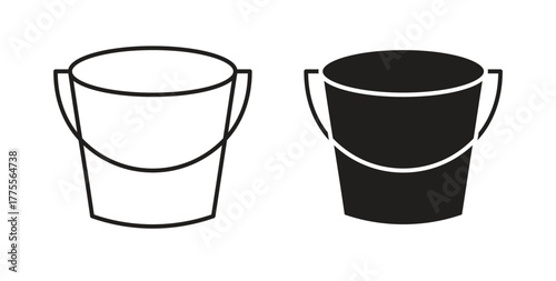 Bucket icon simple vectors in black, suitable for projects