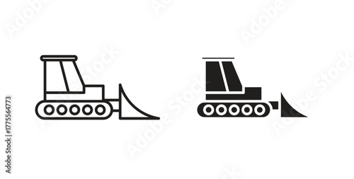 Bulldozer icon simple vectors in black, suitable for projects