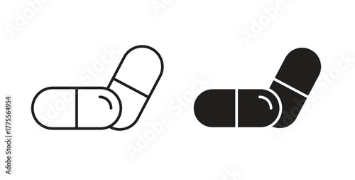 Capsule icon simple vectors in black, suitable for projects