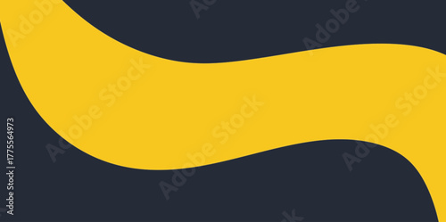 Horizontal Yellow Wave Band Vector Illustration Background. Calming abstract background featuring a horizontal, undulating yellow band set between two dark fields.