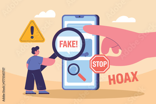 Investigating digital deception uncovering fake news and hoaxes through magnification on mobile devices concept