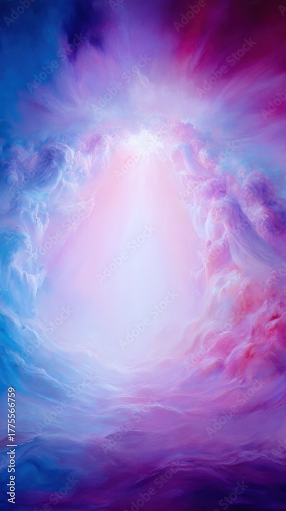 Fototapeta premium Abstract Celestial: A captivating abstract composition of swirling, ethereal clouds bathed in a spectrum of vibrant colors, evoking a sense of wonder and celestial beauty.