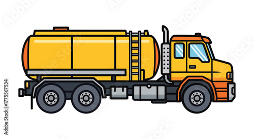 Yellow fuel truck a heavy duty vehicle designed for transporting liquids in bulk