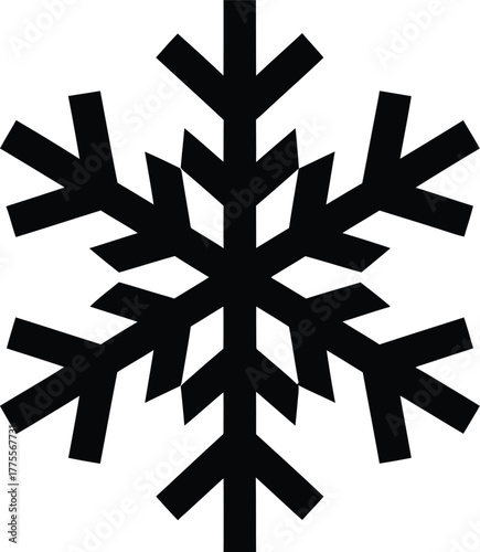 Black snowflake icon vector illustration representing cold weather and winter season