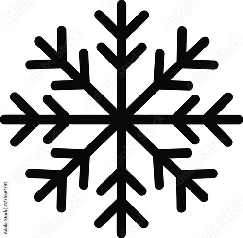 Simple snowflake graphic icon for winter season and cold weather concepts in vector format