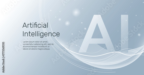AI abstract concept, machine learning, neural network, Artificial Intelligence (AI), Stream with wave and line technology innovation background.