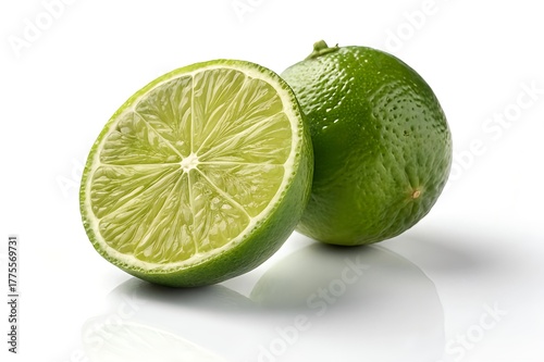 Single Green Lime Citrus Fruit – Hyper-Realistic Isolated Photo