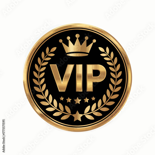 Exclusive VIP Membership Badge with Golden Crown and Laurel Wreath Elegant Design for Premium Access and Special Privileges