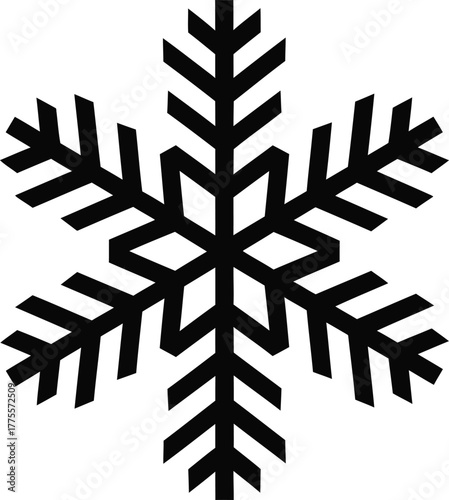 Geometric snowflake icon simple symmetrical vector illustration for winter season and cold weather