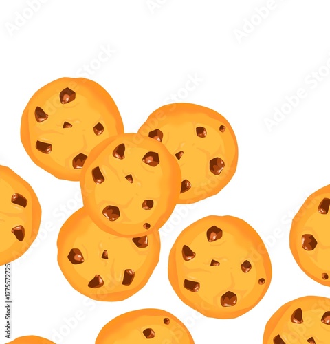 cookie pattern cute breakfast cartoon style illustration