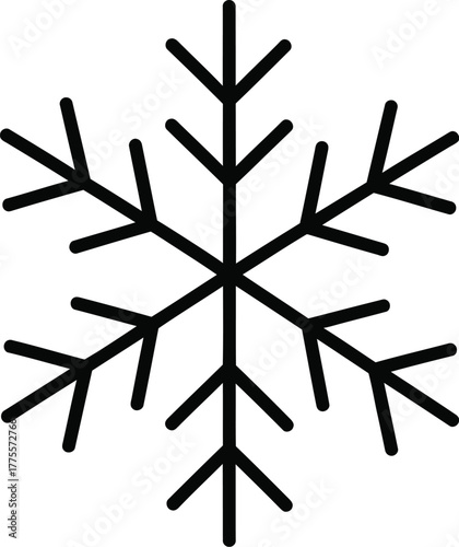 Stylized line art snowflake icon for winter and cold weather themes