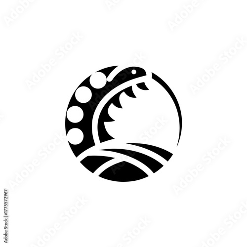 Ouroboros snake eating its tail art on transparent background silhouette