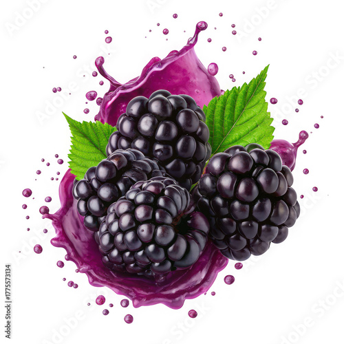 Wallpaper Mural Fresh blackberries with juice splash isolated on transparent background Torontodigital.ca