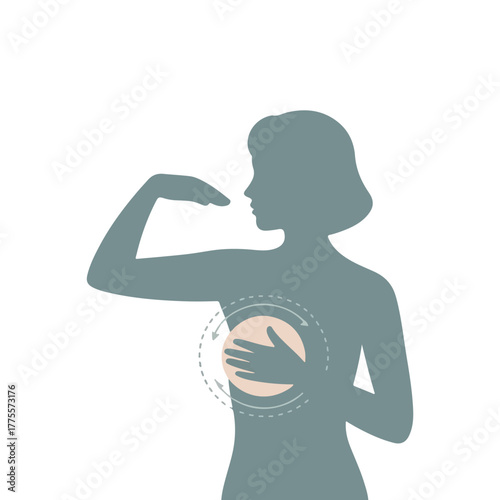 Female Silhouette Performing Breast Cancer Check-Up