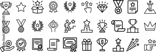 Achievement Icons and Awards Illustration Vector Set for Business Success and Recognition