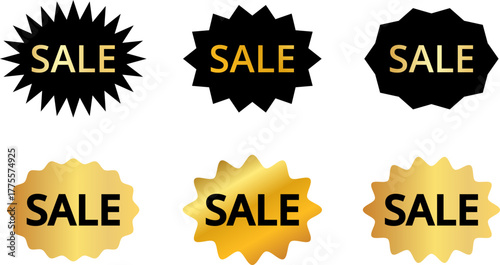 Black friday shopping labels collection. Sale or discount new sticker. Starburst red sticker set. Special offer price tag. Supermarket promotional badge. Promo stickers with star edges. Vector.