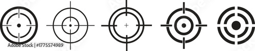 Target and Crosshair Icons Vector Set. Aim, scope, and goal symbols for shooting, business, and technology.