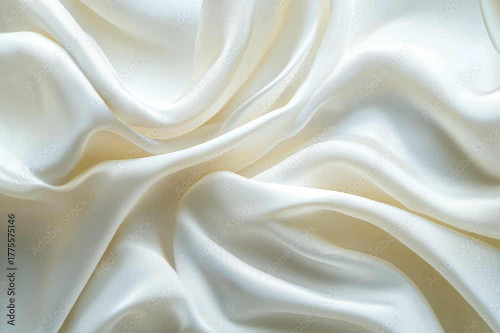 Fototapeta premium White silk fabric texture background with smooth and flowing appearance for design projects