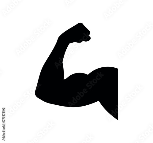 Muscle vector flat illustration design. Black silhouette of bodybuilding muscle on white background. muscle icon for apps and websites