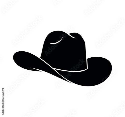 cowboy hat vector illustration design. Black silhouette of western cowboy hat on white background.
