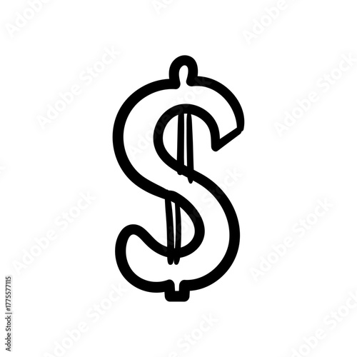Dollar sign graphic illustration, symbolizes wealth, money, finance, and economic concepts