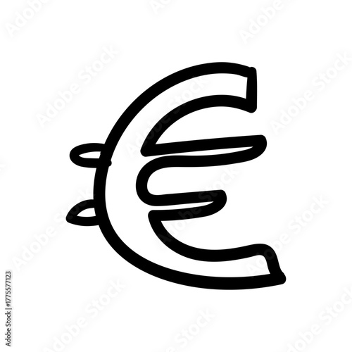 Euro currency symbol doodle, hand-drawn illustration of the European Union monetary sign