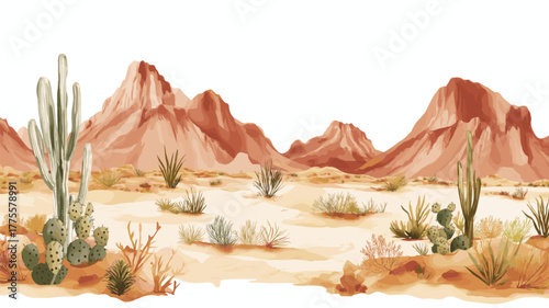 San Pedro de Atacama. San Pedro de Atacama hand drawn watercolor illustration