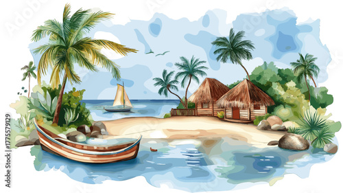 Bonito eco-tourism. Bonito eco-tourism hand drawn watercolor illustration