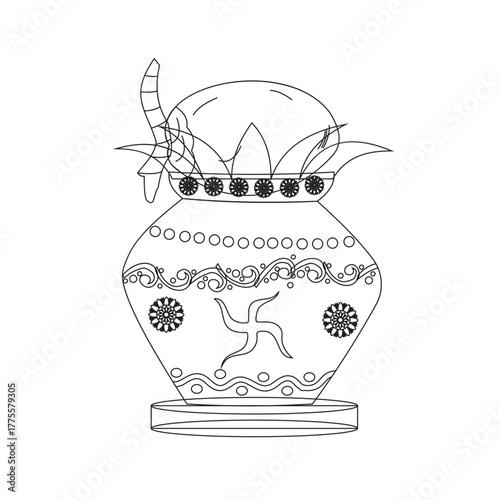 Traditional Kalash vector symbol of purity and prosperity