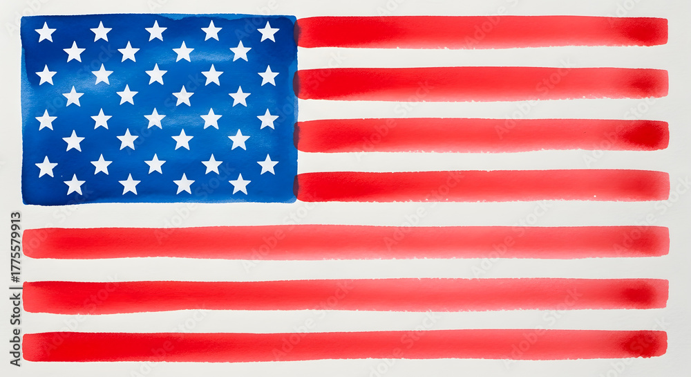 Fototapeta premium American flag watercolor isolated on white background illustration