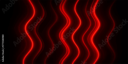Abstract flowing red silk or satin texture fabric wave on a black background