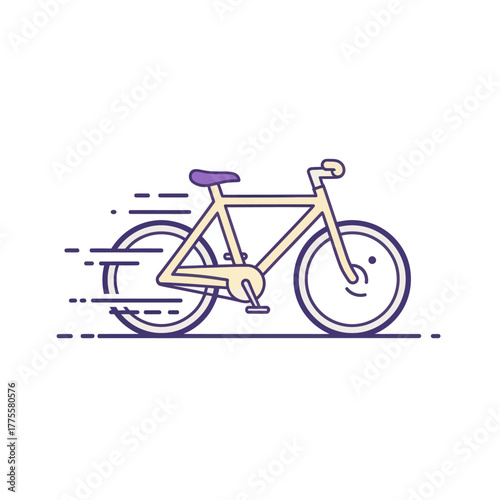 Stylized bicycle riding fast with speed lines vector illustration urban transport concept