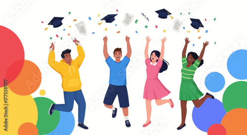Graduation Celebration Displaying Joy and Achievement With Diverse Participants Celebrating