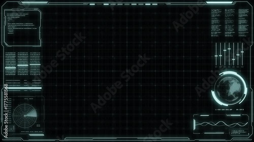 Digital HUD futuristic background motion graphic element cyber generated. Future technology interface data sci-fi display screen. Artificial intelligent analytic simulation, loop able video background