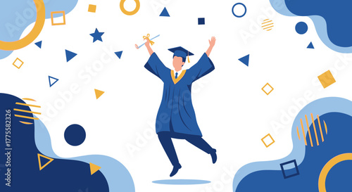 Joyful Graduate Celebrating Academic Achievement With Certificate At Graduation Ceremony