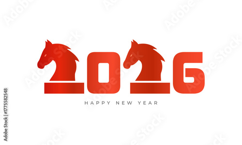 2026 Happy New Year greeting card design.Chinese New Year greeting card design