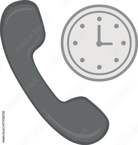 vector illustration icon telephone tube and clock in call time concept