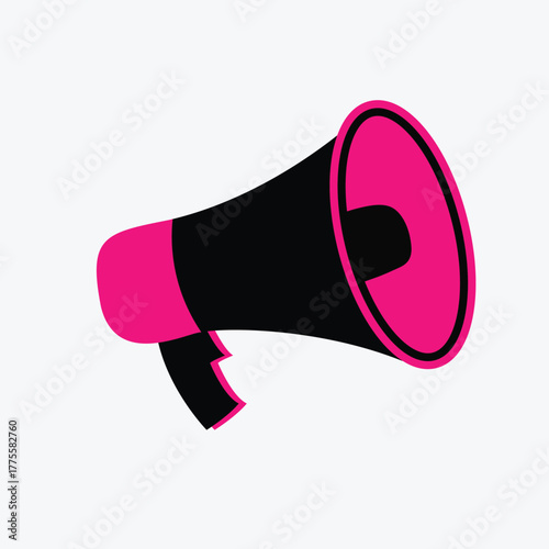 A pink and black megaphone isolated on white background