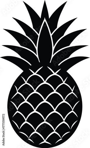 pineapple-with-leaves-vector-illustration-on-white.eps