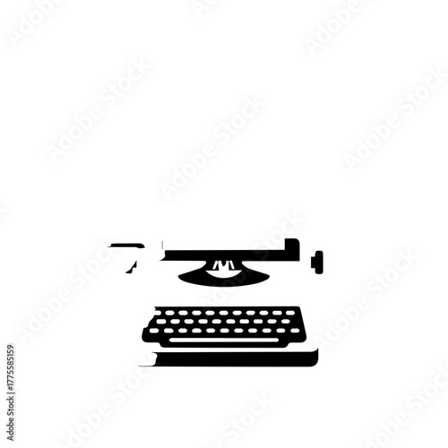 Classic vintage manual typewriter silhouette illustration, a timeless emblem of traditional writing, literary creation, and nostalgic communication, representing the art of storytelling