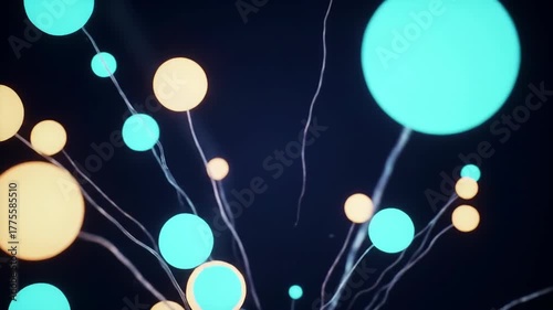 Abstract Glowing Network of Connected Orbs Animation.