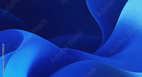 Elegant blue abstract background with soft folds and flowing fluid gradient texture.