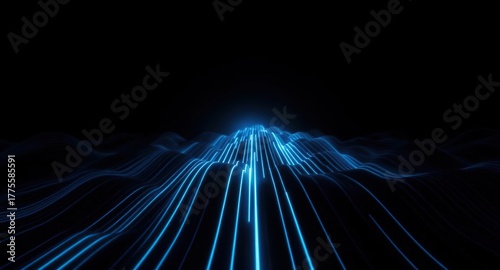 Futuristic electric blue abstract background with glowing motion lines and dynamic light energy.