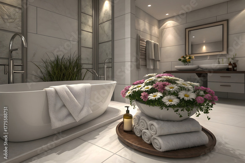 Bathroom room with flowers