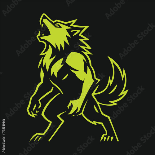 Werewolf howling illustration design